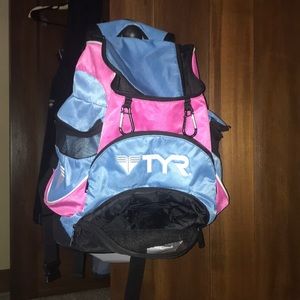 TYR pink and blue swim bag
